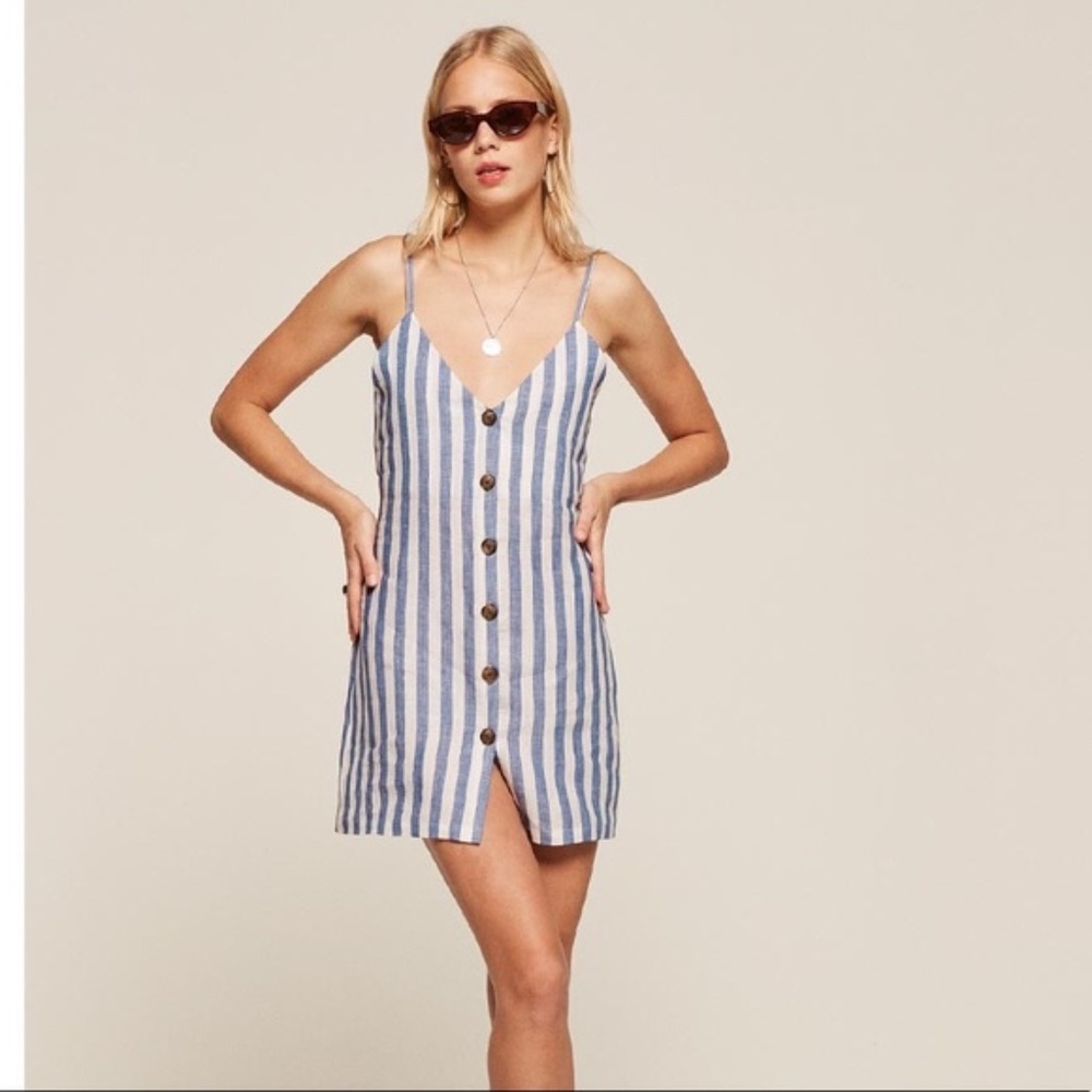 Reformation Kauai Blue/White Striped Dress